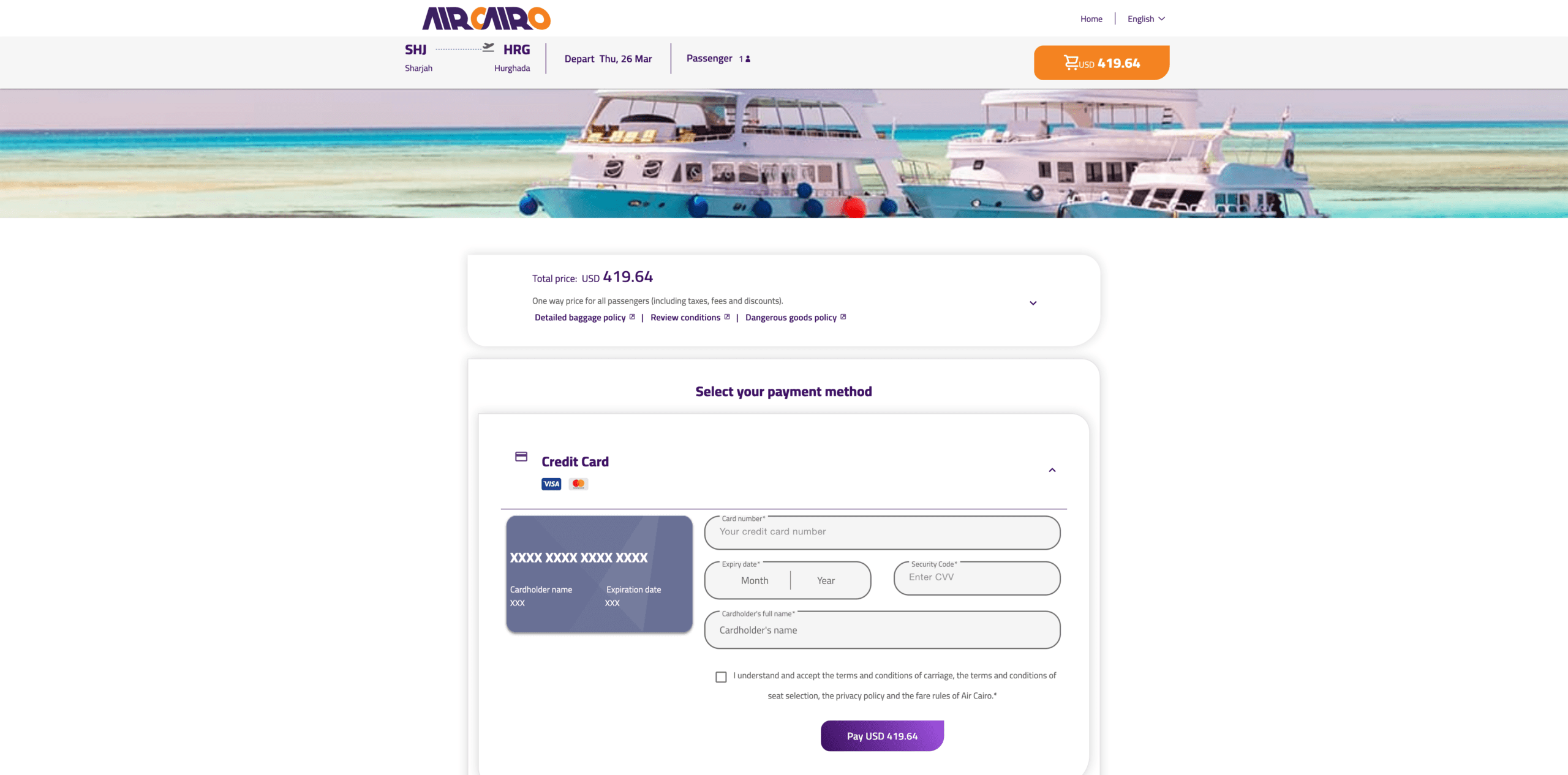 Как оплатить билеты Air Cairo