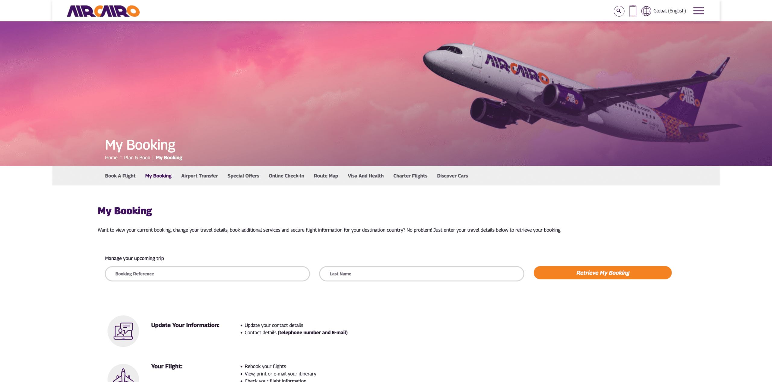 Управление бронированием Air Cairo