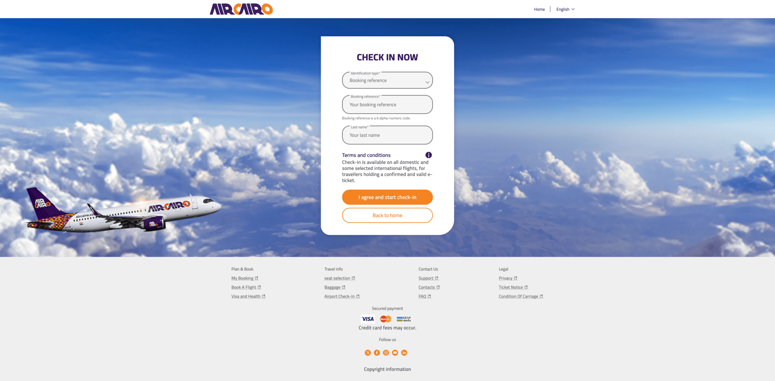 Онлайн-регистрация Air Cairo